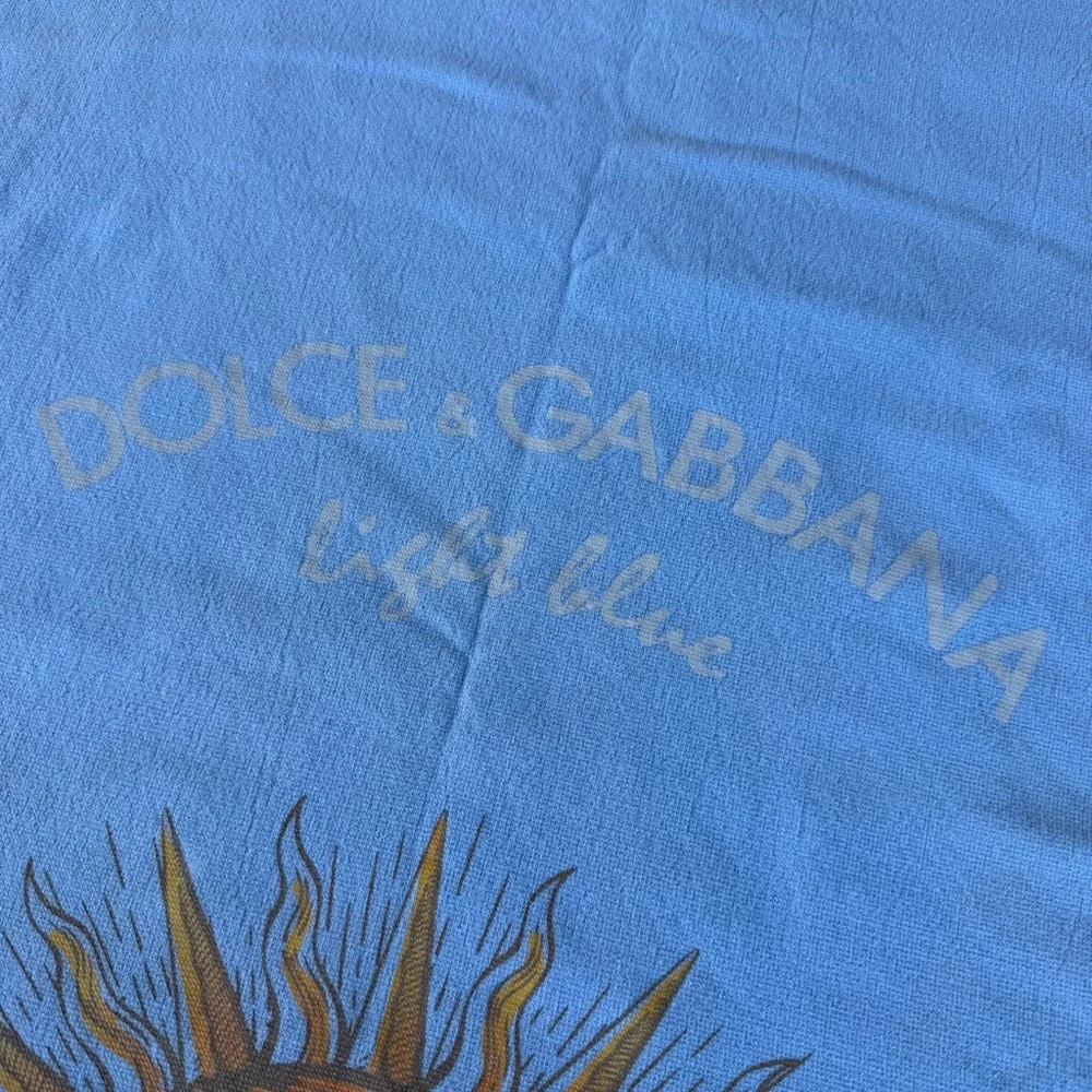Dolce&Gabbana Light Blue Celestial Sunface Fringed Cotton Beach Towel 26x55 READ